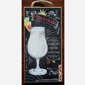 Pina Colada Recipe Tiki Beach Bar Sign Pineapple Tropical Drink Kitchen Decor